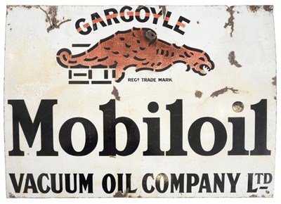Lot 2019 - A ";Gargoyle"; Mobiloil Vacuum Oil Company Ltd Enamel Single-Sided Advertising Sign, with four...