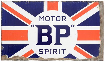 Lot 2020 - A Motor ";BP"; Spirit Double-Sided Enamel Advertising Sign, decorated with the Union flag, 35cm...
