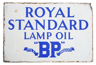 Lot 2028 - A BP ";Royal Standard Lamp Oil"; Double-Sided Enamel Sign, 35cm by 45cm   Buyer's premium of...