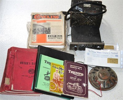 Lot 2047 - A Collection of Interesting Automobilia to include three series YB MG workshop manuals, two MG...