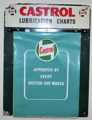 Lot 2048 - A Vintage Castrol Lubrication Painted Wooden Chart Board, circa 1960,  the painted metal...
