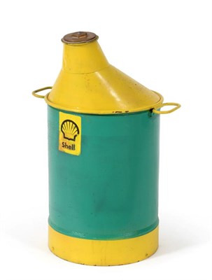Lot 2064 - A Green and Yellow Painted Shell Five Gallon Oil Drum, with carrying handles, 53cm high...