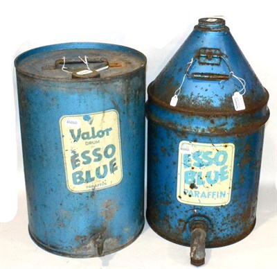 Lot 2068 - A Valor Circular Drum for ESSO Blue Paraffin, with carrying handle and stopcock, 43cm high and...