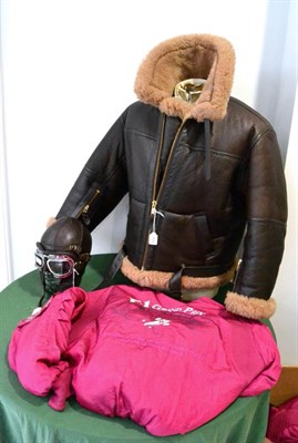 Lot 2070 - Two Irvin Gents RAF Style Sheepskin and Brown Leather Flying Jackets; A Pair of HALCOYN Chrome...