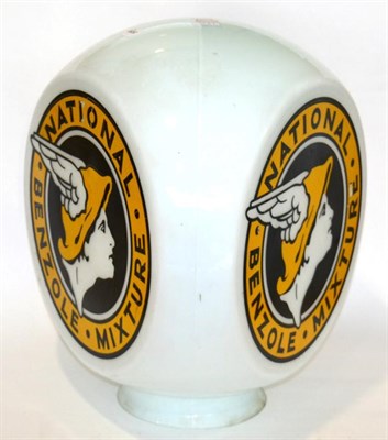 Lot 2073 - A Reproduction Double-Sided National Benzole Mixture Glass Petrol Globe, 41cm high  Buyer's premium