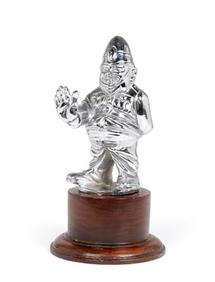 Lot 2080 - A Chrome Car Mascot ";Halt the Bobby"; modelled as an overweight policeman, raised on a stained...