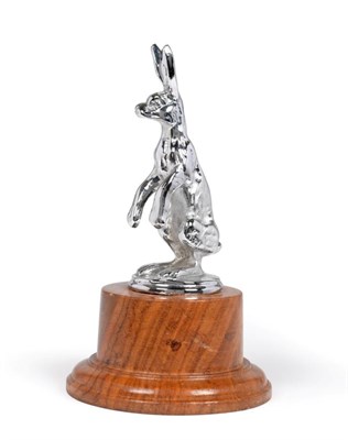 Lot 2084 - A 1920s Chrome Alvis Hare Car Mascot, standing on its rear legs, mounted on a later platform...