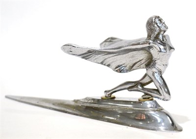 Lot 2086 - A 1930s Chrome Car Mascot from a Humber Bogue modelled as a Lady Kneeling, with wings outstretched