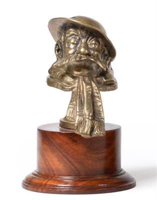 Lot 2097 - A Reacon Brass Car Mascot modelled as ";Old Bill";, his helmet inscribed ";Bruce Barnsfather";,...