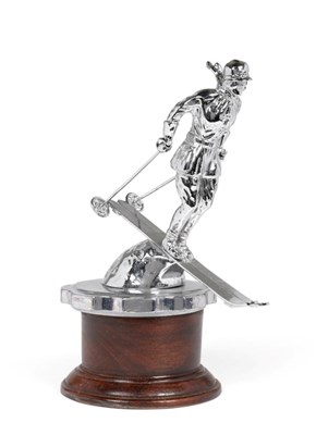 Lot 2098 - A 1930s Chrome Ski Lady Car Mascot, the base stamped ";Riley Ski Lady Rd 739377(?) radiator cap and