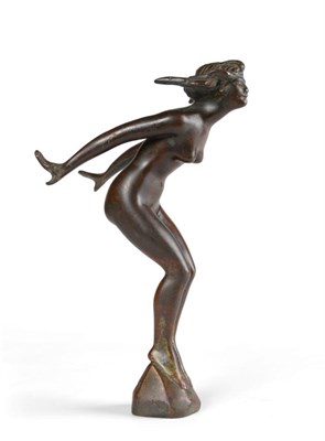 Lot 2102 - A Bronze Car Mascot ";Speed Nymph";, by Lejeune, modelled as a nude female with her arms...