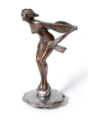 Lot 2108 - A 1920s Brass and Nickel Finished Car Mascot in the form of a Speed Nymph, the base stamped...