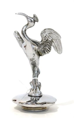 Lot 2109 - A 1920s Chrome Car Mascot from a South African Mercedes modelled as a Crowned Stork, mounted on...