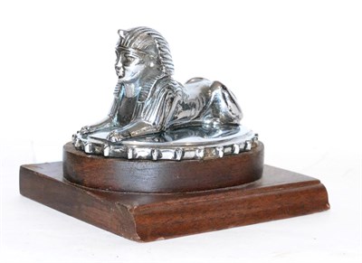 Lot 2110 - A Chrome Armstrong Siddeley Car Mascot modelled as a Sphinx, with oval radiator cap and raised on a