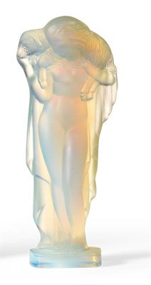 Lot 2118 - An Art Deco Sabino Opalescent Glass ";Lady and the Lamb"; Figure, moulded as a nude female...