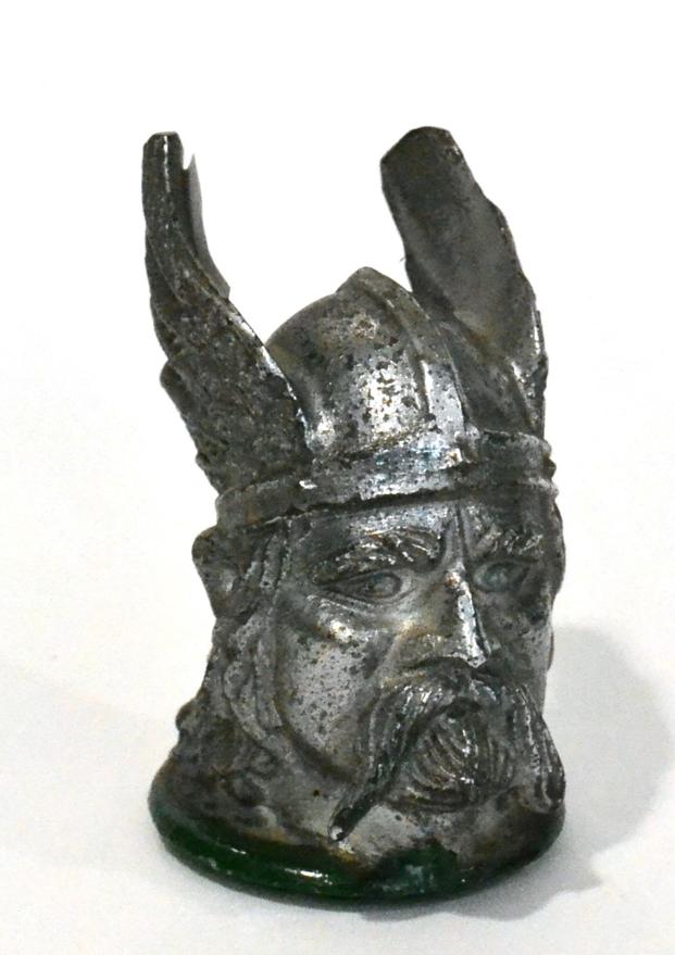 Lot 2133 - A Nickel Plated Car Mascot in the form of a Viking's Head, 10cm high  Buyer's premium of 20% (+VAT)