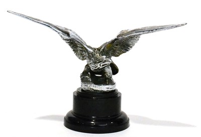 Lot 2141 - A Louis Lejeune Vintage Chrome Plated Car Mascot in the form of an Eagle, raised on a circular base