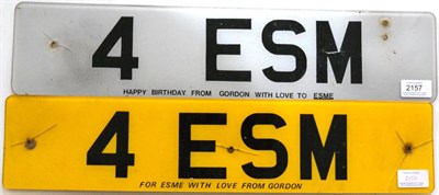 Lot 2157 - Cherished Registration Number 4 ESM, with retention certificate  Buyer's premium of 10% (+VAT)...