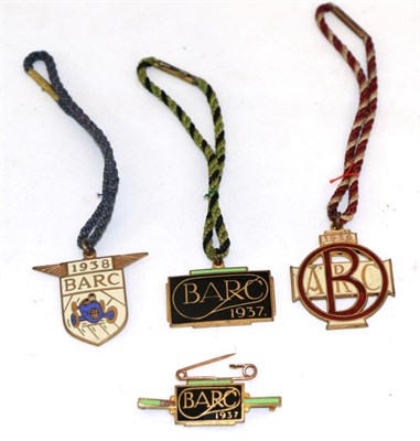 Lot 2002 - BARC Brooklands and London Car Speedway Club Members' Lapel Badge Passes, circa 1930, a group...