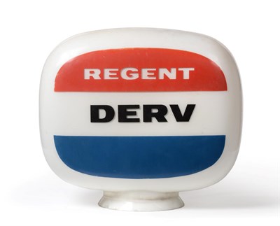 Lot 2007 - A ";Regent Derv"; Double-Sided Glass Petrol Pump Globe, 34cm high, diameter of neck 17cm...