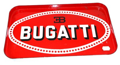Lot 2011 - Bugatti Interest: A Red Enamel Tray of rectangular form, 45cm by 27cm, with one metal drill...