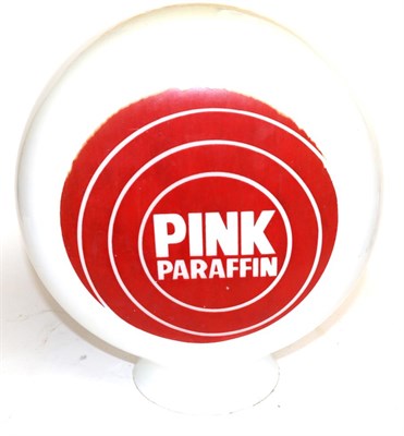 Lot 2020 - A Pink Paraffin Glass Double-Sided Petrol Pump Globe, inside of the neck stamped PINK IS A...