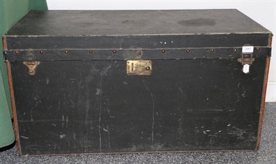 Lot 2051 - A Vintage Black Leather Case, with hinged lid, labelled SAYERS & CO AUTOMOBILE CARRIAGE BUILDERS 90