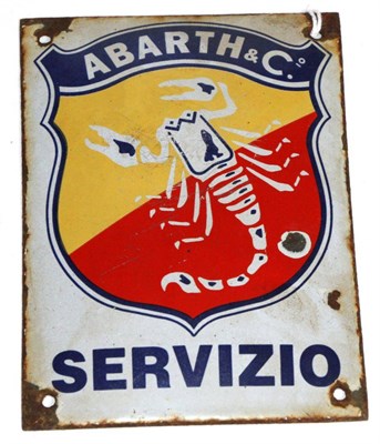 Lot 2061 - Abarth & Co: A rectangular shaped porcelain enamelled metal advertising sign for Abarth (FIAT)...