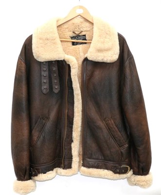 Lot 2066 - A Toff of London Vintage Brown Leather and Sheepskin Lined Flying Jacket, labelled TYPE B - 3,...