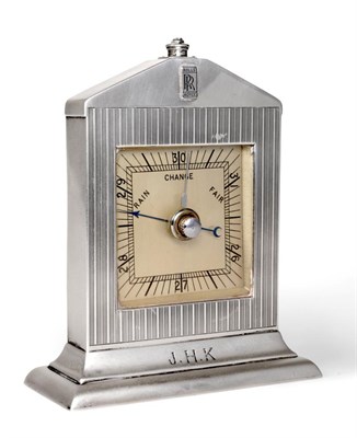 Lot 2068 - A Fine and Rare Rolls-Royce Sterling Silver Presentation Desk Piece Barometer, by Saunders &...