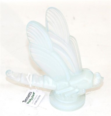 Lot 2082 - An Art Deco Sabino Opalescent Glass Libellule (Dragonfly) Car Mascot, engraved Sabino Paris and...