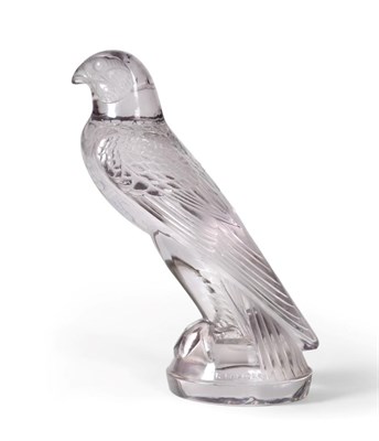 Lot 2086 - A René Lalique Clear with Amethyst Hue Glass ";Faucon"; Car Mascot, No.1124, moulded R LALIQUE and