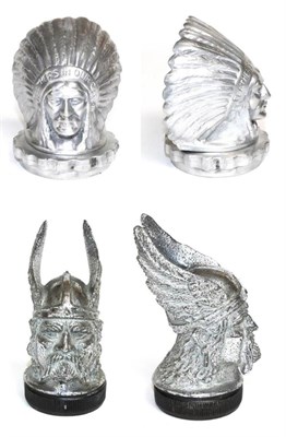 Lot 2100 - A 1930s Guy Nickel Plated Car Mascot Modelled as an Indian Chief, stamped FEATHERS IN OUR CAP, with