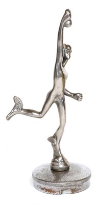 Lot 2105 - A Car Mascot Modelled as Mercury Outstretched, circa 1914, mounted on original radiator cap,...
