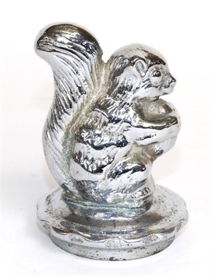 Lot 2110 - A Chrome Plated Car Mascot Modelled as a Squirrel, mounted on original threaded radiator cap, 9.5cm