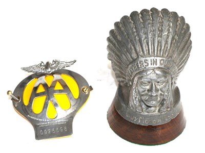 Lot 2111 - A 1930s Guy Motors Ltd Nickel Car Mascot Modelled as an Indian Chief, stamped FEATHERS IN OUR...