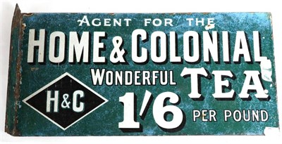 Lot 2131 - A ";Home and Colonial"; Double-Sided Enamel Advertising Sign, ";Agent for the Home and Colonial...