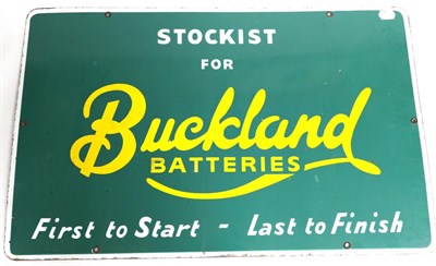 Lot 2139 - A ";Stockist for Buckland Batteries First to Start - Last to Finish"; Green Enamel Single-Sided...