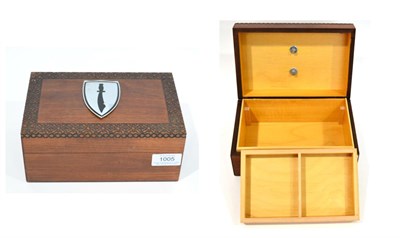 Lot 1005 - A 1960s Reliant Showroom Wooden Desktop Hinged Cigarette and Cigar Box, with hinged lid and...