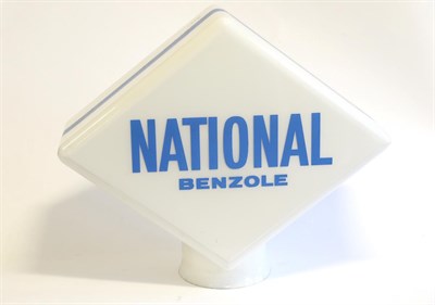Lot 1014 - A National Benzole Lozenge Shaped Double-Sided Petrol Pump Globe, the neck stamped Hailware British