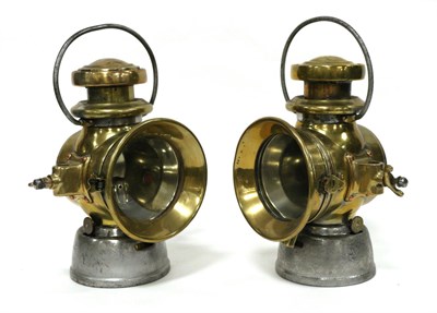 Lot 1018 - A Pair of Lucas No.722 King of the Road Brass Oil Powered Side Lamps, 30cm high See...