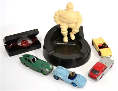 Lot 1021 - A Plastic Michelin Man Advertising Ashtray, 15cm wide; four Dinky play-worn model die cast...