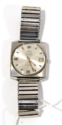 Lot 1030 - A Stainless Steel Automatic Calendar Centre Seconds Wristwatch, signed Royce, circa 1975, lever...