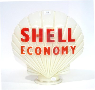 Lot 1035 - A Vintage Shell Economy Opaque Glass Petrol Pump Globe, the underside stamped Hailware British...