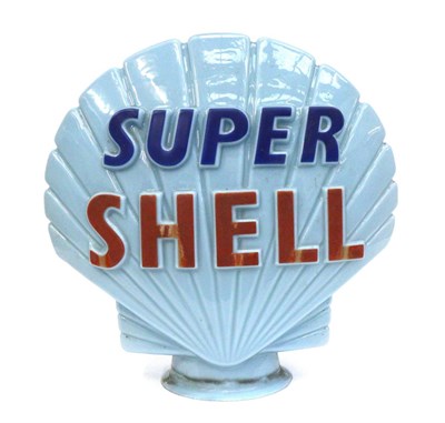 Lot 1037 - A Vintage Super Shell Blue Glass Petrol Pump Globe, the interior of the neck stamped Property...