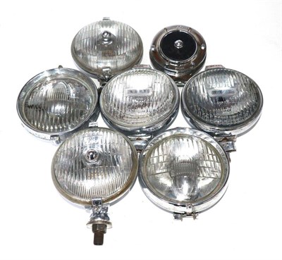 Lot 1061 - Three Pairs of Chromed Headlamps, comprising a pair of Lucas 5in FT6 sealed beam, a pair of Lucas 5