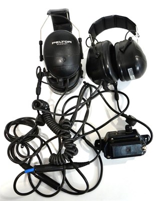 Lot 1064 - Two Pairs of Peltor Rally Headphones, complete with 10 decibel FMT15 intercom and cables...