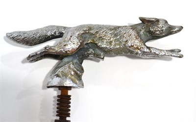 Lot 1089 - A 1940s Chrome Car Mascot in the form of a Running Fox, mounted on tree stump with original...
