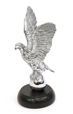 Lot 1100 - A Chrome Plate Art Deco Car Mascot as a Riley Kestrel, with outstretched wings and raised on an...