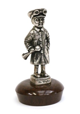 Lot 1115 - La Chauffeur Motor Mascot by Ondine of Paris, nickel plated on bronze, featuring a chauffeur boy in